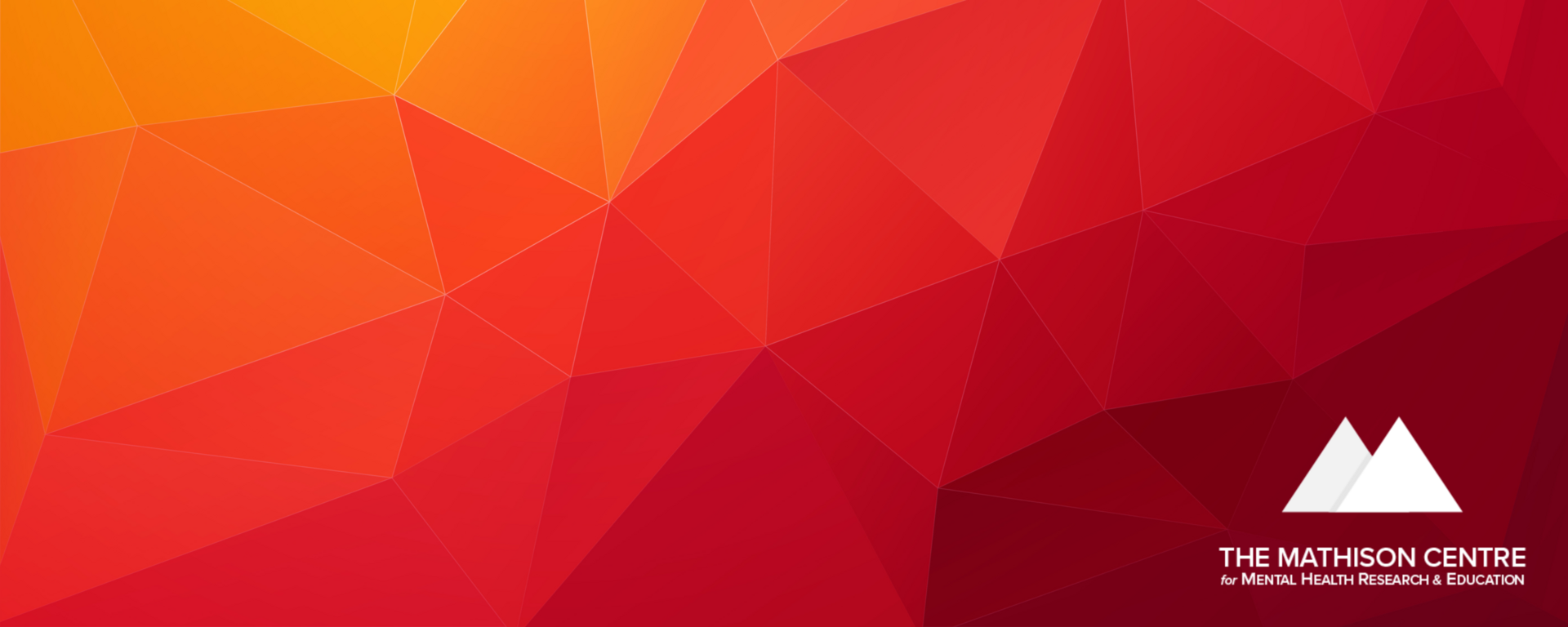 Orange geometric background with white logo for The Mathison Centre in the bottom right.