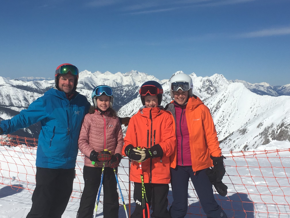 Mike and family skiing